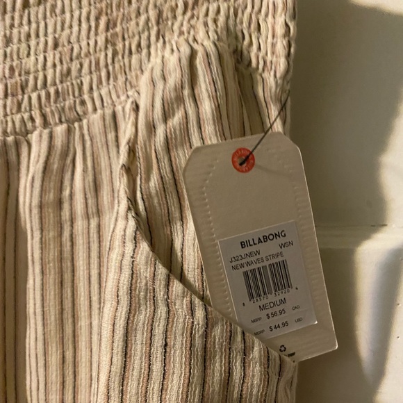 NWT! Billabong New Waves Wide Leg Beach Pant Stripe Medium Flowy Lightweight - Picture 6 of 16